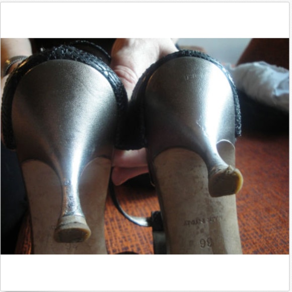 Chanel T-Strap Black Leather Sandals SZ 6 - Picture 6 of 6